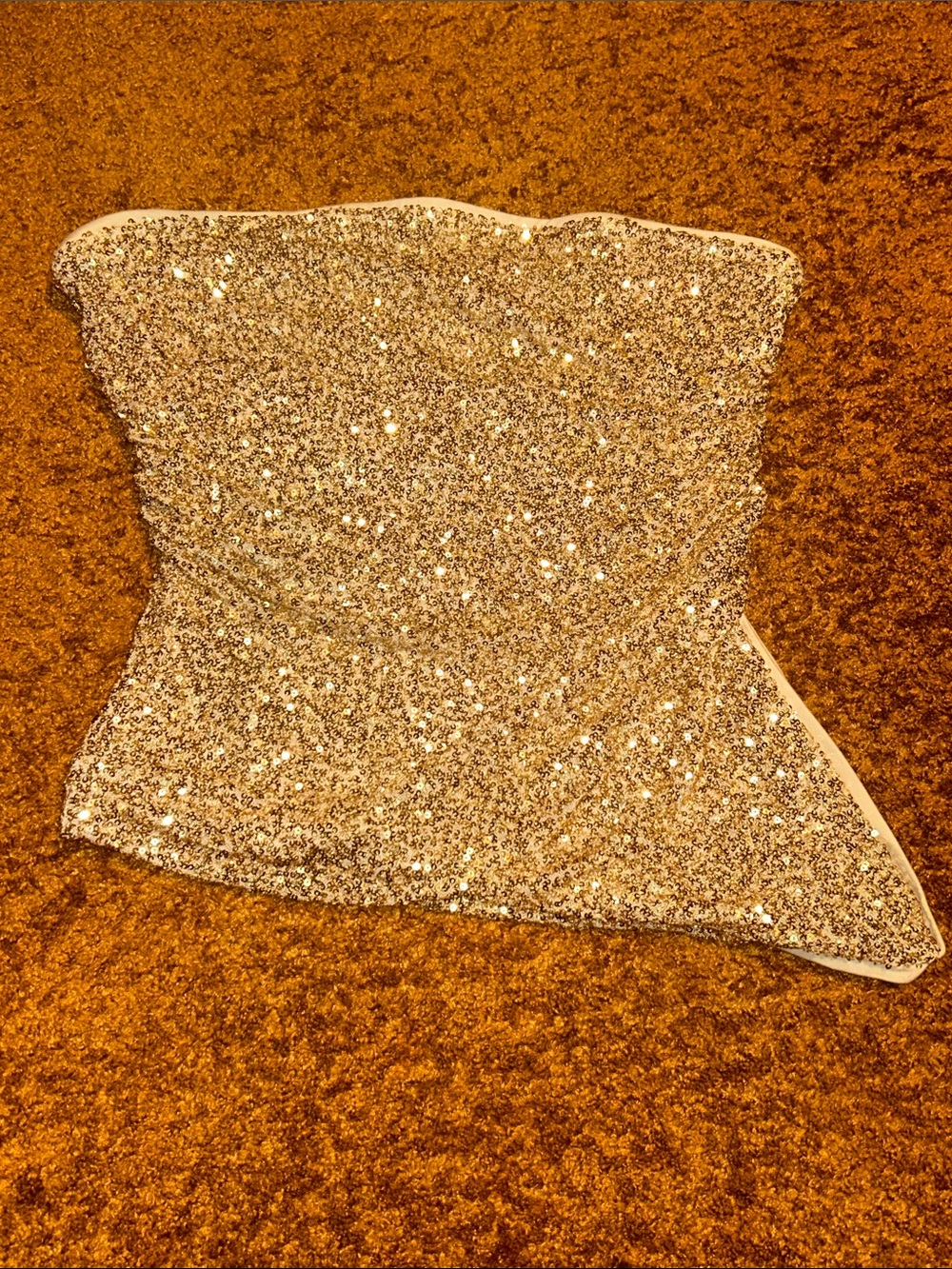 ROMWE Gold Sequin Strapless Bustier Top